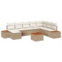 Juego de Sofá de Jardín de 9 Piezas con Cojines Beige de Polirratán y Acacia von , Outdoor-Sofas - Ref: Foro24-3348152, Preis...