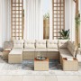 Juego de Sofá de Jardín de 9 Piezas con Cojines Beige de Polirratán y Acacia von , Outdoor-Sofas - Ref: Foro24-3348152, Preis...