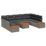 Sofá de Jardín de 10 Piezas con Cojines Gris de Rattan Sintético by , Outdoor sofas - Ref: Foro24-3348170, Price: 632,62 €, D...