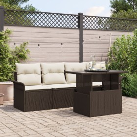 Conjunto de Sofá de Jardín de 5 Piezas con Cojines Marrón de Ratán Polietileno by , Outdoor sofas - Ref: Foro24-3348184, Pric...