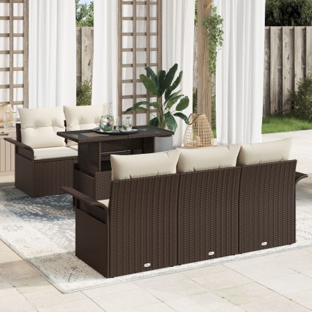 Juego de Sofás de Jardín de 6 Piezas con Cojines Marrón Poliratán von , Outdoor-Sofas - Ref: Foro24-3348194, Preis: 504,85 €,...
