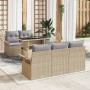 Juego de Sofá de 6 Piezas para Jardín con Cojines Beige Poliratán by , Outdoor sofas - Ref: Foro24-3348196, Price: 497,66 €, ...