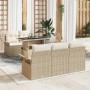 Juego de Sofá de Jardín de 6 Piezas con Cojines Beige Polirratán by , Outdoor sofas - Ref: Foro24-3348197, Price: 496,50 €, D...