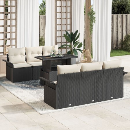 Juego de Sofá de Jardín de 7 Piezas con Cojines Negro Ratán Poliéster. von , Outdoor-Sofas - Ref: Foro24-3348203, Preis: 525,...