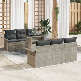 Juego de Sofá de Jardín de 7 Piezas con Cojines Gris Claro de Ratán Poliéster by , Outdoor sofas - Ref: Foro24-3348208, Price...