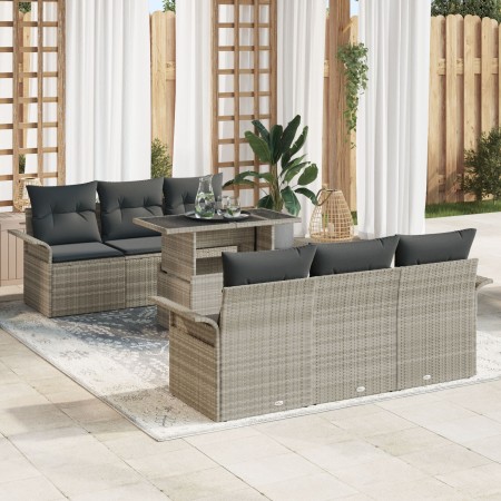 Juego de Sofá de Jardín de 7 Piezas con Cojines Gris Claro de Ratán Poliéster by , Outdoor sofas - Ref: Foro24-3348208, Price...