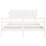Weißer Massivholzbettrahmen mit Kopfteil 140x190 cm von vidaXL, Betten und Lattenroste - Ref: Foro24-3195267, Preis: 132,17 €...