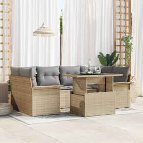 Juego de Sofá de Jardín de 7 Piezas con Cojines Beige Ratán Sintético de , Sofás de exterior - Ref: Foro24-3348216, Precio: 5...