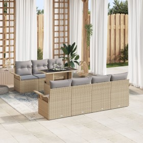 Conjunto de Sofá de Jardín de 8 Piezas con Cojines Beige de Poli Ratán by , Outdoor sofas - Ref: Foro24-3348226, Price: 595,1...