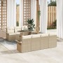 Juego de Sofá de Jardín de 8 Piezas con Cojines Beige Ratán Poliéster by , Outdoor sofas - Ref: Foro24-3348227, Price: 603,46...