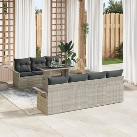 Conjunto de Sofás de Jardín de 8 Piezas con Cojines Ratán Poliéster Gris Claro von , Outdoor-Sofas - Ref: Foro24-3348228, Pre...