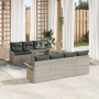 Conjunto de Sofás de Jardín de 8 Piezas con Cojines Ratán Poliéster Gris Claro by , Outdoor sofas - Ref: Foro24-3348228, Pric...