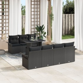Set de Sofá de Jardín de 8 Piezas con Cojines Negros de Poliratán by , Outdoor sofas - Ref: Foro24-3348229, Price: 589,14 €, ...
