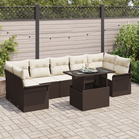 Conjunto de Sofá de Jardín de 8 Piezas con Cojines Marrón Polirratán by , Outdoor sofas - Ref: Foro24-3348234, Price: 614,21 ...
