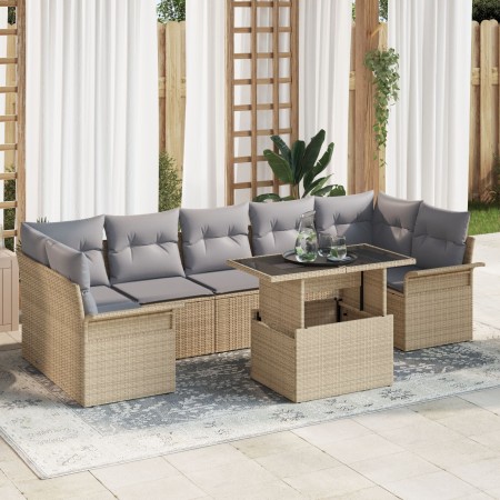 Juego de Sofá de Jardín de 8 Piezas con Cojines Beige de Ratán by , Outdoor sofas - Ref: Foro24-3348236, Price: 594,38 €, Dis...