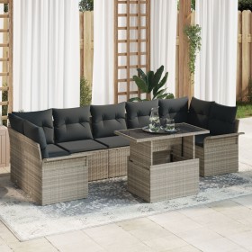 Juego de Sofás de Jardín de 8 Piezas con Cojines Ratán Poliéster Gris Claro by , Outdoor sofas - Ref: Foro24-3348238, Price: ...