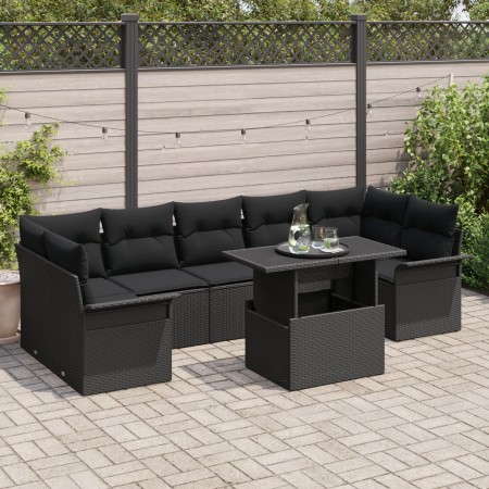 Juego de Sofás de Jardín de 8 Piezas con Cojines en Negro de Poliratán by , Outdoor sofas - Ref: Foro24-3348239, Price: 584,7...