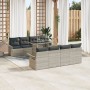 Conjunto de Sofás de Jardín de 9 Piezas con Cojines Ratán Polivalente Gris Claro by , Outdoor sofas - Ref: Foro24-3348248, Pr...