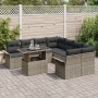Juego de Sofá de Jardín de 9 Piezas con Cojines Gris Ratán Poli von , Outdoor-Sofas - Ref: Foro24-3348255, Preis: 605,15 €, R...