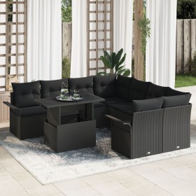 Conjunto de Sofá de Jardín de 9 Piezas con Cojines Negro Poliratán by , Outdoor sofas - Ref: Foro24-3348259, Price: 631,24 €,...
