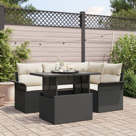 Conjunto de Sofás de Jardín de 5 Piezas con Cojines de Ratán Poliéster Negros by , Outdoor sofas - Ref: Foro24-3348273, Price...