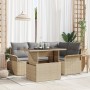 Conjunto de Sofá de Jardín de 5 Piezas con Cojines Beige de Ratán Poliéster by , Outdoor sofas - Ref: Foro24-3348276, Price: ...