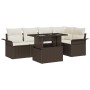 Set de Sofás de Jardín Set de 6 Marrón y Crema Poliratán, Poliéster von , Outdoor-Sofas - Ref: Foro24-3348284, Preis: 475,47 ...