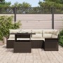 Set de Sofás de Jardín Set de 6 Marrón y Crema Poliratán, Poliéster von , Outdoor-Sofas - Ref: Foro24-3348284, Preis: 475,47 ...