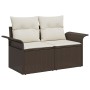 Set de Sofás de Jardín Set de 6 Marrón y Crema Poliratán, Poliéster von , Outdoor-Sofas - Ref: Foro24-3348284, Preis: 475,47 ...