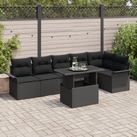 Juego de Sofá de Jardín de 7 Piezas con Cojines Negro Rattan von , Outdoor-Sofas - Ref: Foro24-3348299, Preis: 513,90 €, Raba...