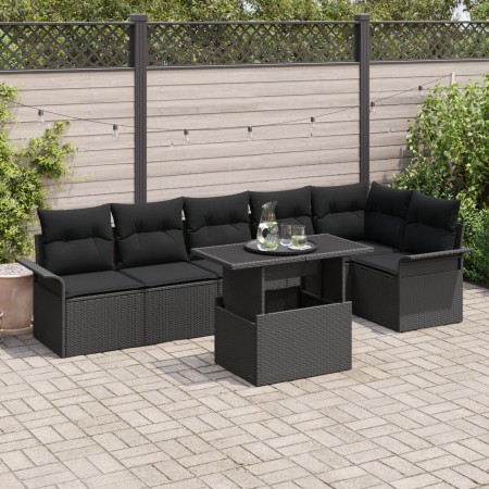 Juego de Sofá de Jardín de 7 Piezas con Cojines Negro Rattan by , Outdoor sofas - Ref: Foro24-3348299, Price: 503,61 €, Disco...