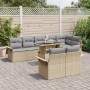 Juego de Sofás de Jardín de 9 Piezas con Cojines Beige de Ratán von , Outdoor-Sofas - Ref: Foro24-3348306, Preis: 682,27 €, R...