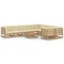 Set de muebles de jardín 10 pzs cojines madera pino marrón miel de vidaXL, Conjuntos de jardín - Ref: Foro24-3077042, Precio:...