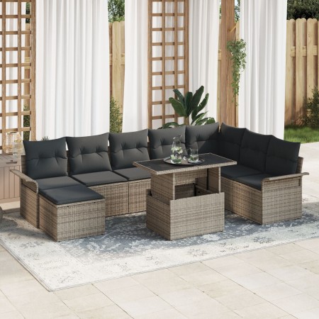 Juego de Sofá de Jardín de 9 Piezas con Cojines Gris Ratán Poliratán by , Outdoor sofas - Ref: Foro24-3348335, Price: 596,55 ...