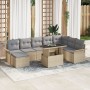 Juego de Sofá de Jardín de 9 Piezas con Cojines Beige Poliratán von , Outdoor-Sofas - Ref: Foro24-3348336, Preis: 591,61 €, R...