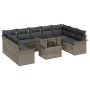 Juego de Sofá de Jardín de 10 Piezas con Cojines Gris Poliratán de , Sofás de exterior - Ref: Foro24-3348345, Precio: 652,81 ...
