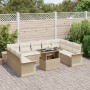 Juego de Sofás de Jardín de 10 Piezas con Cojines Beige de Ratán Poliríteno by , Outdoor sofas - Ref: Foro24-3348347, Price: ...