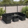 Juego de Sofás de Jardín de 10 Piezas con Cojines Negro Ratán Poliéster by , Outdoor sofas - Ref: Foro24-3348349, Price: 680,...