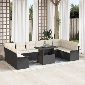 Juego de sofá de jardín de 11 piezas con cojines Negro Ratán Polimérico by , Outdoor sofas - Ref: Foro24-3348353, Price: 668,...