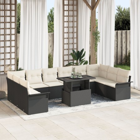 Juego de sofá de jardín de 11 piezas con cojines Negro Ratán Polimérico by , Outdoor sofas - Ref: Foro24-3348353, Price: 668,...