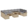 Juego de Sofás de Jardín de 11 Piezas con Cojines Beige Ratan de Poliéster by , Outdoor sofas - Ref: Foro24-3348356, Price: 7...