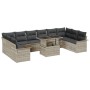 Conjunto de Sofá de Jardín de 11 Piezas con Cojines Gris Claro de Polirratán by , Outdoor sofas - Ref: Foro24-3348358, Price:...
