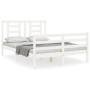 Weißer Massivholzbettrahmen mit Kopfteil 140x200 cm von vidaXL, Betten und Lattenroste - Ref: Foro24-3194702, Preis: 132,57 €...