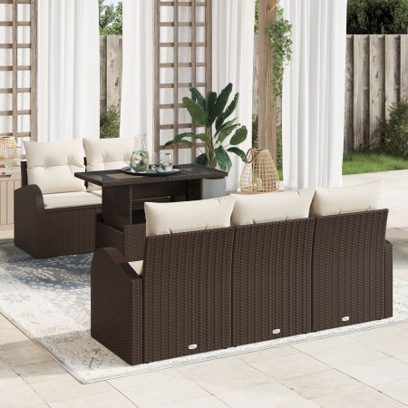 Juego de Sofá de Jardín de 6 Piezas con Cojines Marrón Poliratán by , Outdoor sofas - Ref: Foro24-3348554, Price: 490,51 €, D...
