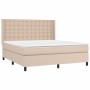 Cama box spring con colchón cuero sintético capuchino 160x200cm