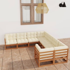 Garden furniture set 8 pieces honey brown pine wood cushions by vidaXL, Garden sets - Ref: Foro24-3077027, Price: 910,97 €, D...