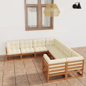 Garden furniture set 8 pieces honey brown pine wood cushions by vidaXL, Garden sets - Ref: Foro24-3077027, Price: 897,57 €, D...