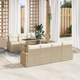 Juego de Sofá de Jardín de 8 Piezas con Cojines Beige de Ratán Polimérico by , Outdoor sofas - Ref: Foro24-3348587, Price: 59...
