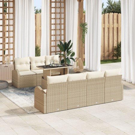 Juego de Sofá de Jardín de 8 Piezas con Cojines Beige de Ratán Polimérico by , Outdoor sofas - Ref: Foro24-3348587, Price: 59...