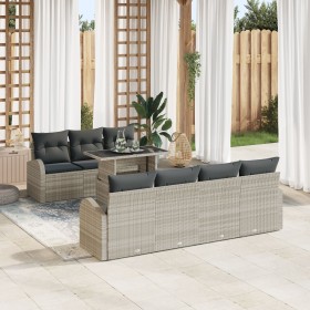 Juego de Sofás de Jardín de 8 Piezas con Cojines Gris Claro de Poliratán de , Sofás de exterior - Ref: Foro24-3348588, Precio...